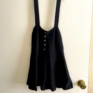 NWOT Black Button Front Pinafore Skirt